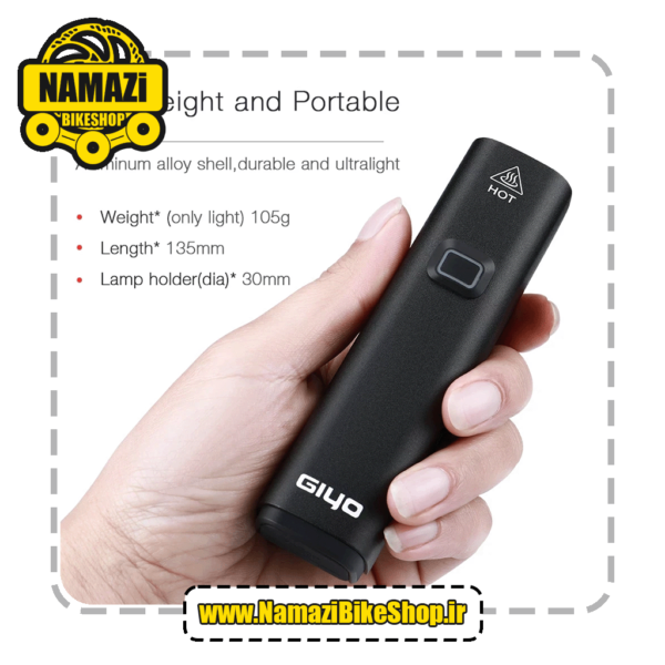 چراغ جلو ۱۰۰۰ لومن GIYO 1000LM Bicycle Light Front Lamp USB Rechargeable Waterproof Bike Headlight 4800 mAh Aluminum Ultralight Flashlight EOS530 - تصویر 4